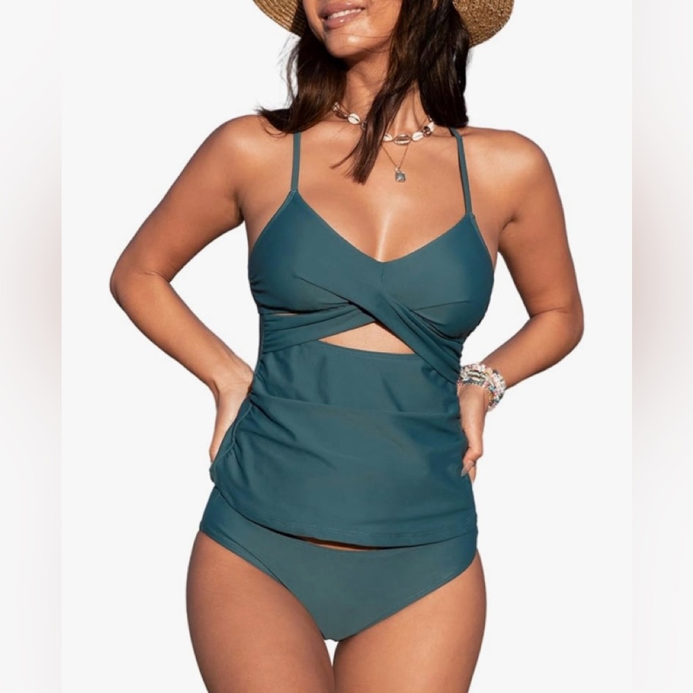 Cupshe Deep Teal Bikini Set